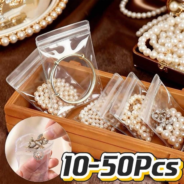 Transparente PVC Schmuck-Organizer-Beutel zur Anti-Oxidations-Aufbewahrung für Ohrringe, Anhänger, Halsketten und Armbänder - Bild 1