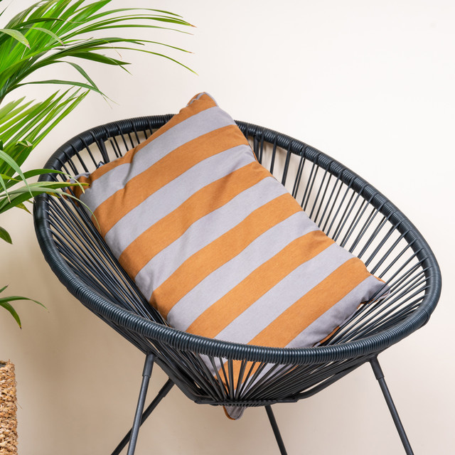 BLUME2000 Dekokissen gestreift in Orange und Braun, quadratisch, B/B/H: 45 x 45 x 45 cm - Bild 1