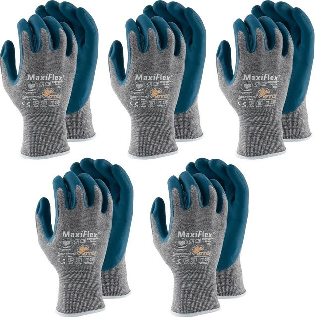 vasalat Set Maxi Comfort Montagehandschuhe Grau Größe 9, 5 Paar mit Nitrilbeschichtung nach EN 388 - Bild 1