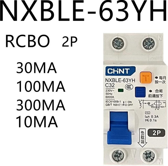 CHINT NXBLE-63YH RCBO Fehlerstrom-Leistungsschalter 1P+N mit Überlaufschutz - Bild 1