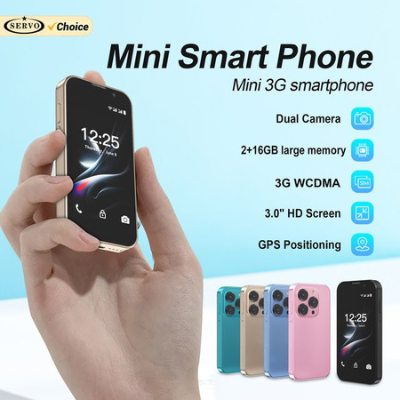 SERVO Mini Android Smartphone 3G WCDMA Gold mit 16GB Speicher, 2GB RAM und 3,0 Zoll Display