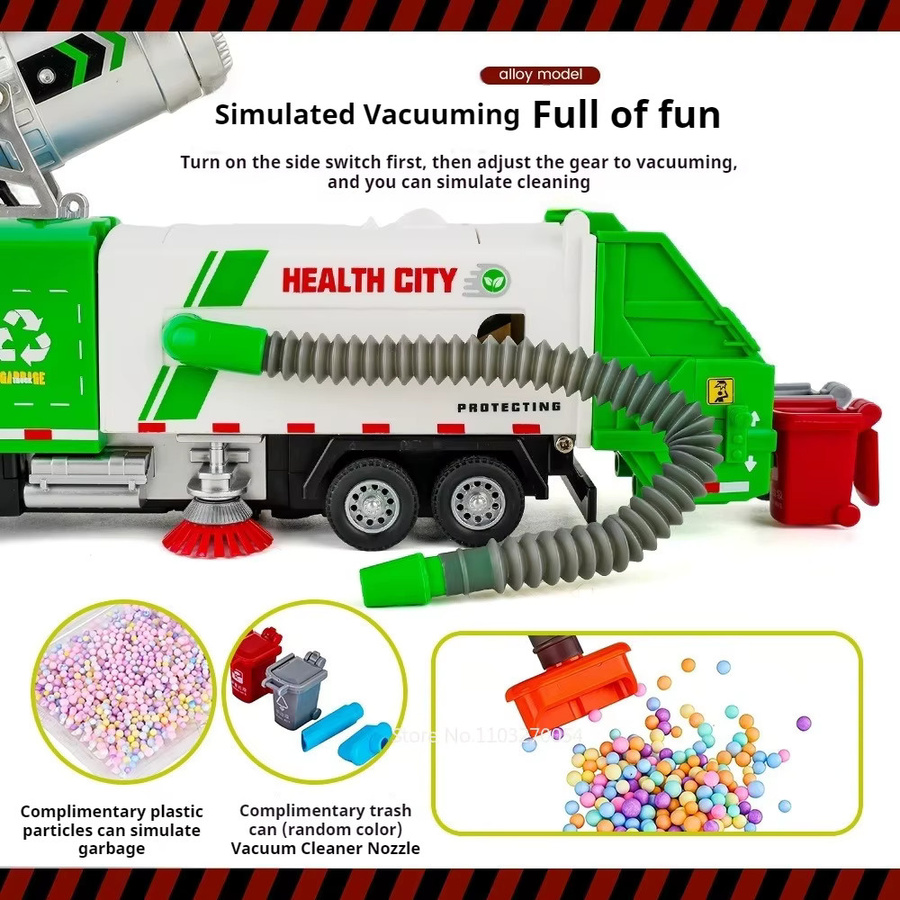 MAKEDA Vakuum-Kehrmaschinenfahrzeug, Urbaner Anti-Dunst-LKW, Modellauto, 1:32, Metall, Gummi - Bild 3