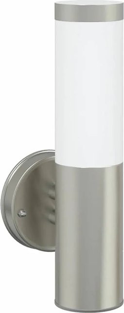 vidaXL Außenwandleuchte Silber aus Edelstahl und Kunststoff, moderne Wandlampe IP44, B/T/H: 15 x 7,5 x 33 cm - Bild 1
