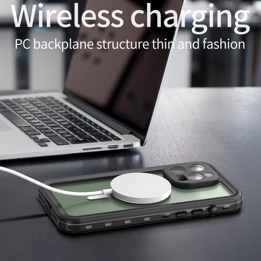 Shellbox Magnetische wasserdichte Schutzhülle IP68 stoßfest und staubdicht für iPhone 16 Pro Max, 15, 14 und 13 in Schwarz - Bild 6
