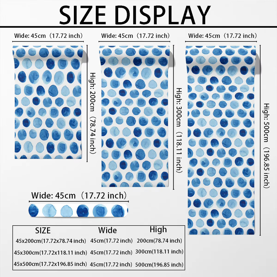 Selbstklebende Tapete mit blau-weißem Farbverlauf und Polka-Dot-Muster aus PVC, Breite: 45 cm, Länge: 300 cm - Bild 3