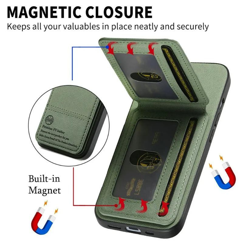 Lederhülle Flip-Portemonnaie mit Kartensteckplatz für Motorola Edge 60 Fusion, Edge 50 Fusion, Moto G85, G84, G75, G56 in Grün - Bild 2