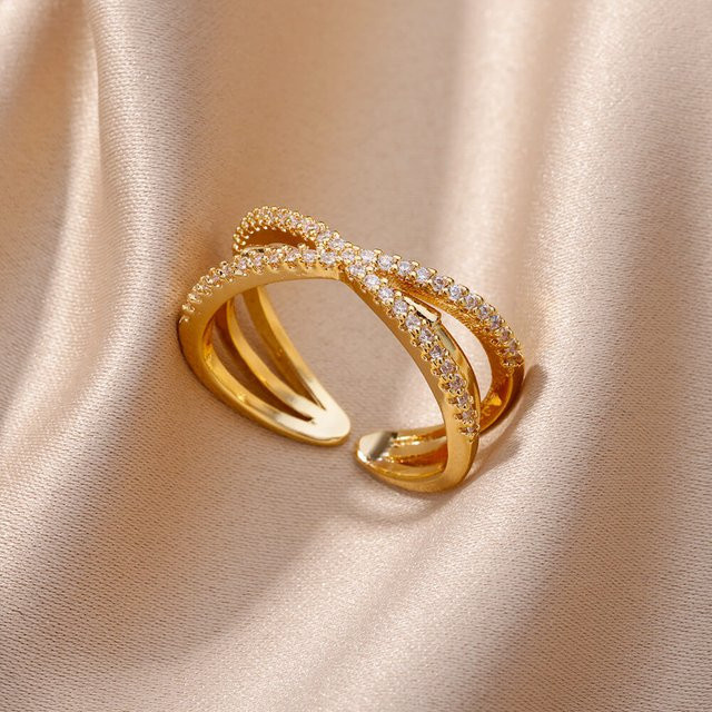 ICFTZWE Ringe, Edelstahl, Gold, Zirkonia, Damen - Bild 1
