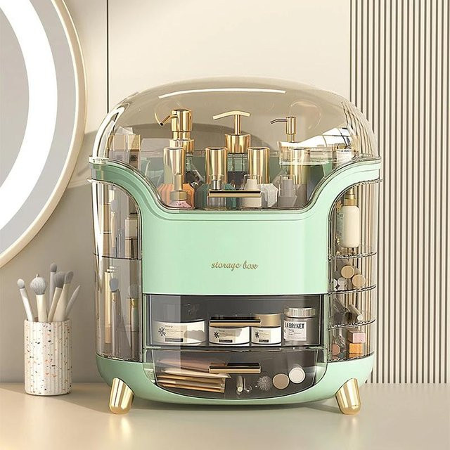 Glow Makeup Staubdichte Desktop-Kosmetik-Aufbewahrungsbox und Make-up-Organizer in Transparent - Bild 1