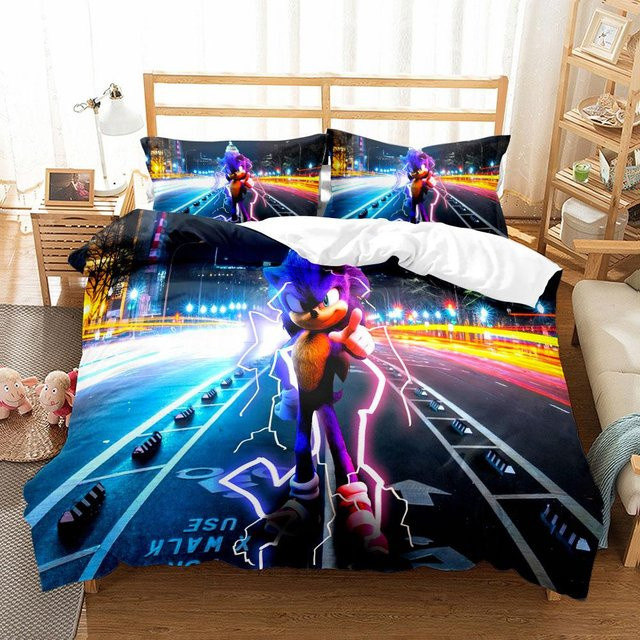 Jinmeige Anime Fairy Tails Kinderbettwäsche-Set mit Igel-Motiv, Mikrofaser, Mehrfarbig, B/H: 200 x 200 cm - Bild 1