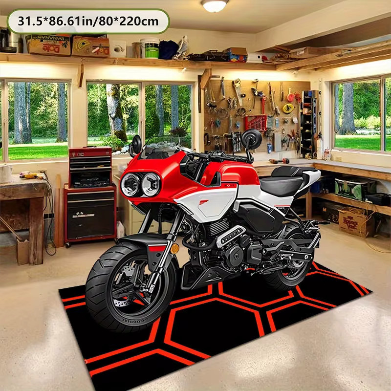 VIKAMA Racing Garagenbodenabdeckung als Displaymatte für Motorräder und Fahrräder, Mehrfarbig - Bild 5