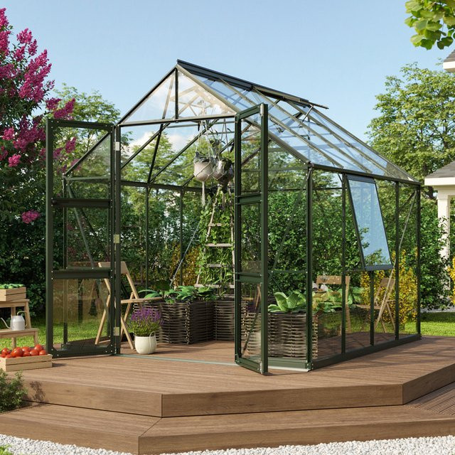 Vitavia Gewächshaus Olymp 6700 in Smaragd mit 6,7 m² Fläche, ESG-Glas und Fundamentrahmen - Bild 1