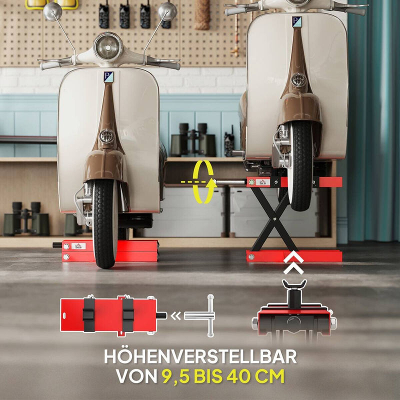 HOMCOM Motorradheber aus Stahl in Schwarz-Rot, B/H/L: 15 x 40 x 45 cm - Bild 4