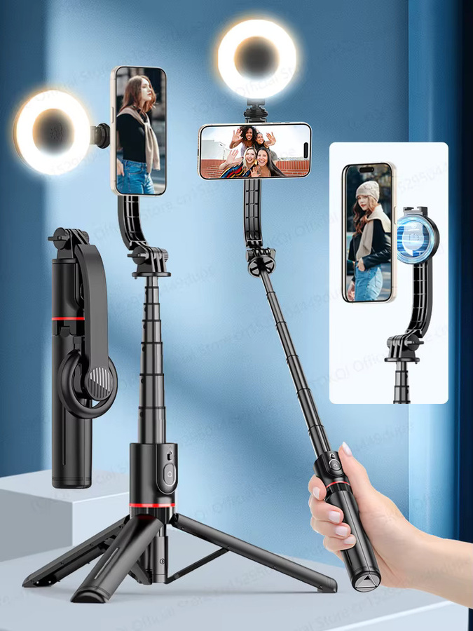 TOKQI Magnetischer Smartphone-Halter mit ausziehbarem Selfie-Stick und kabelloser Bluetooth-Fernbedienung in Schwarz - Bild 7