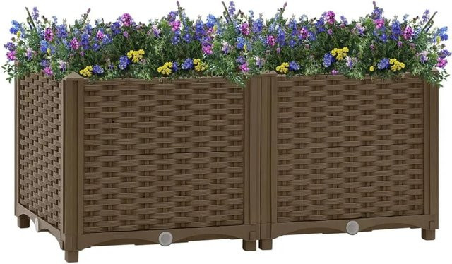 vidaXL Hochbeet aus Polypropylen in Braun, B/T/H: 80 x 40 x 38 cm - Bild 1