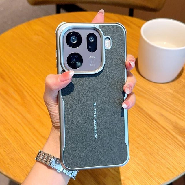 Magnetische PU-Leder Hülle für OPPO Find X9 und Find X9 Pro mit silbernem Rand und Linsen-Schutz in Schwarz, Grün, Rot oder Braun - Bild 1