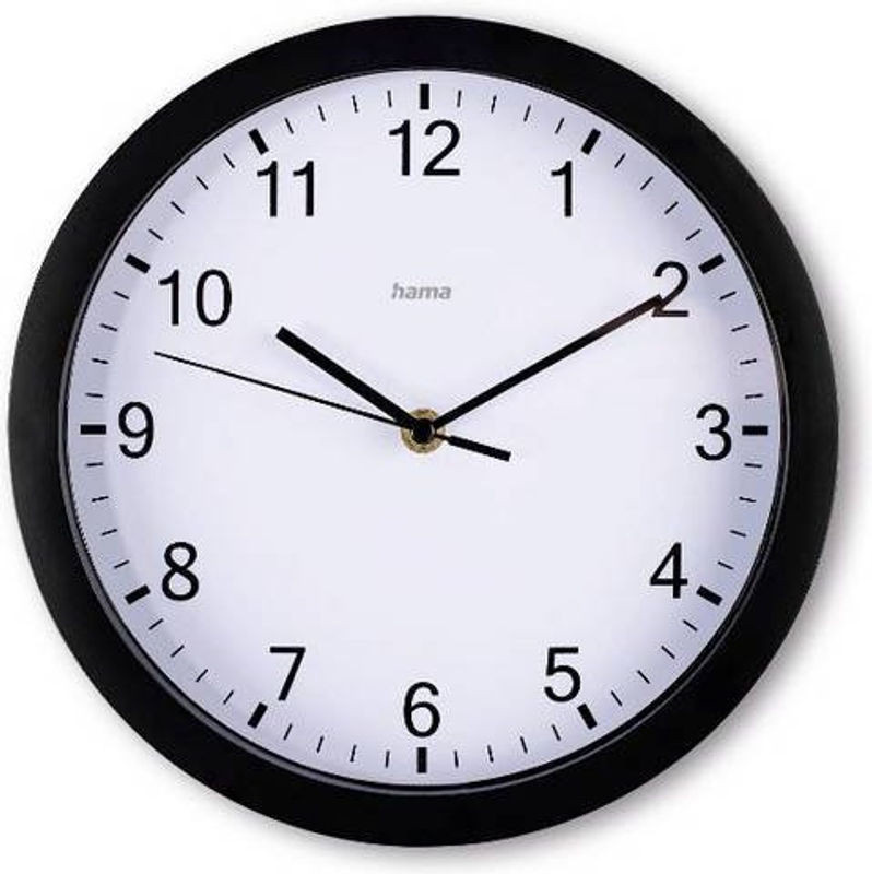 Hama Elba Wanduhr Schwarz, Rund, Geräuschlos, Quarz, Durchmesser: 25 cm - Bild 1