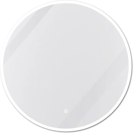 Aica Sanitär Badspiegel Rund mit LED Beleuchtung und Touch-Schalter, Weiß, Durchmesser: 100 cm