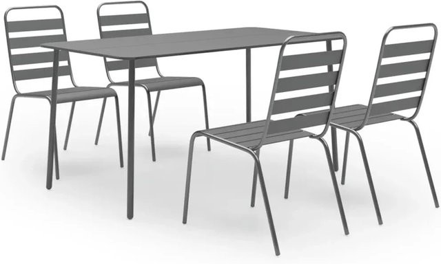 vidaXL 5-teilige Garten-Essgruppe aus Stahl in Dunkelgrau - Bild 1