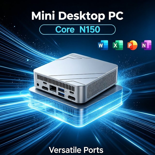 Tragbarer Mini-Computer Intel Core N150 mit SSD in Silber für Gaming, Büro und Studium - Bild 1