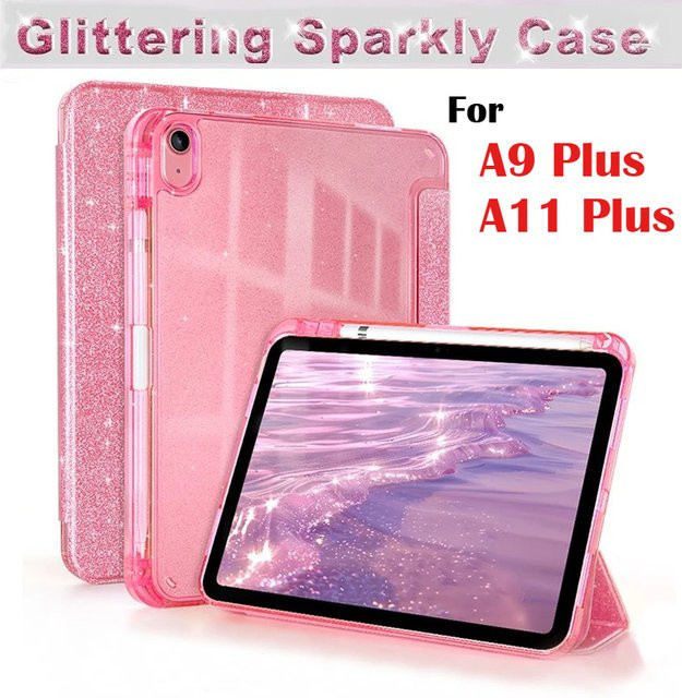 Glitzernde Smart Stand Cover Schutzhülle für Samsung Galaxy Tab A11 Plus 2025 und Galaxy Tab A9 Plus 11 Zoll in Pink - Bild 1