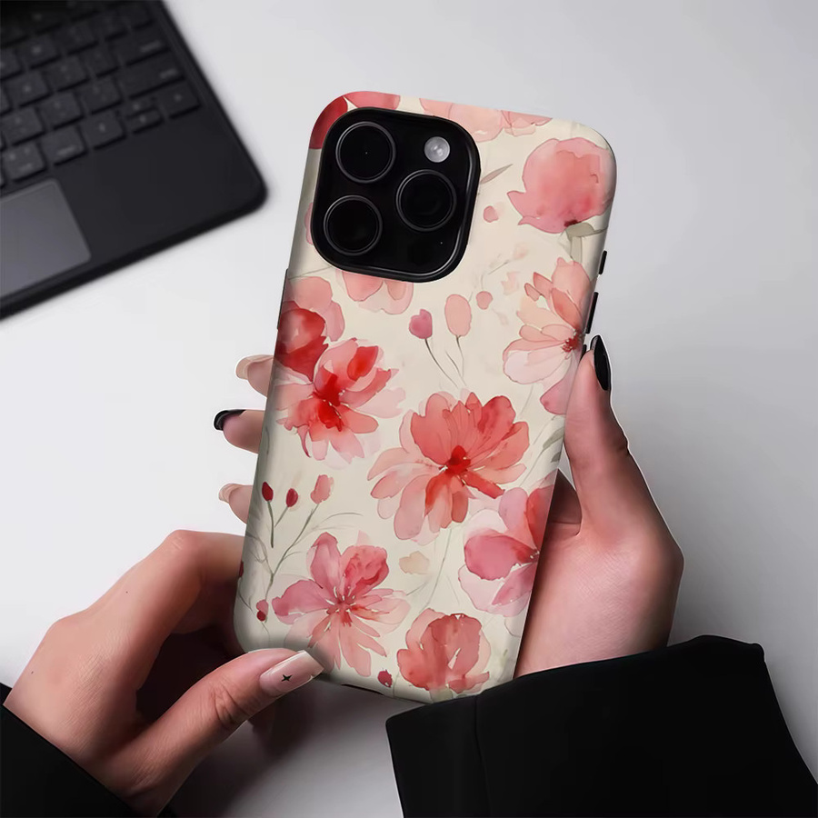 Potdemiel Handyhülle in Rot und Rosa für iPhone 17 16 15 14 13 Pro Max Plus, robuste zweilagige magnetische Schutzhülle - Bild 2