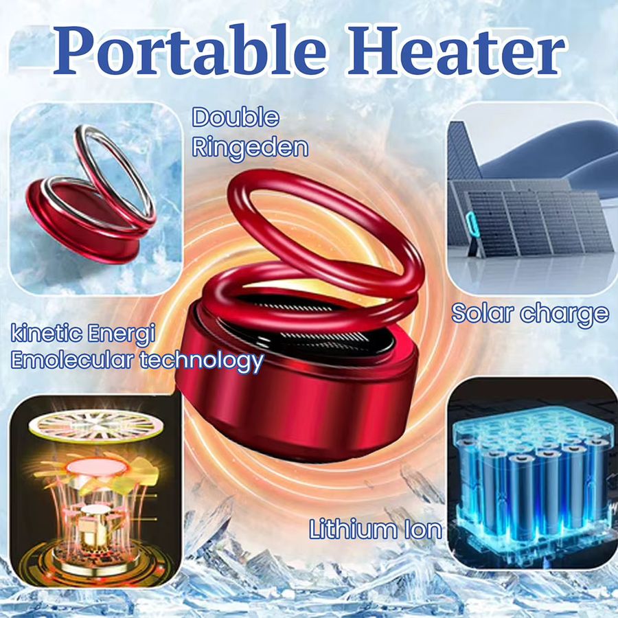 APWIKOGER Solar Aromatherapie Lufterfrischer für Auto und Zuhause mit rotierendem Doppelring in Rot und geometrischem Design - Bild 3