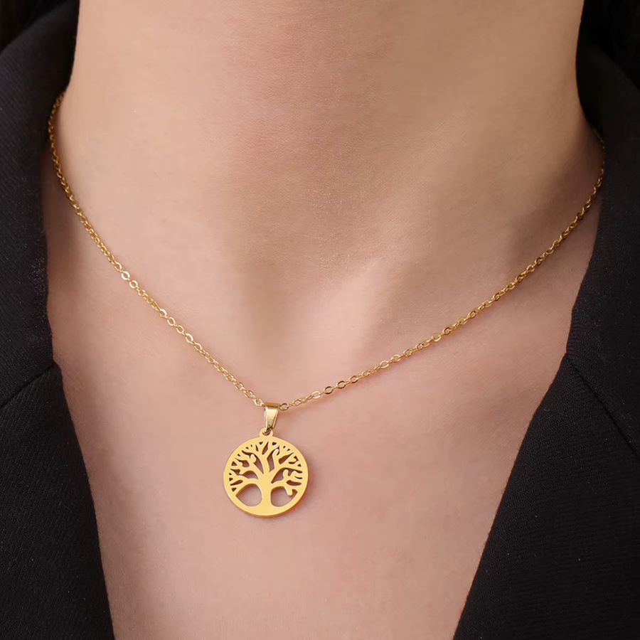 Lemegeton Halskette Edelstahl, Gold, Baum des Lebens, Unisex - Bild 3
