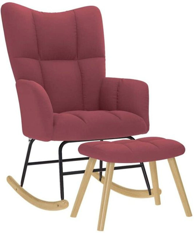 vidaxl Schaukelstuhl mit Fußhocker in Rot aus Stoff im skandinavischen Design - Bild 1