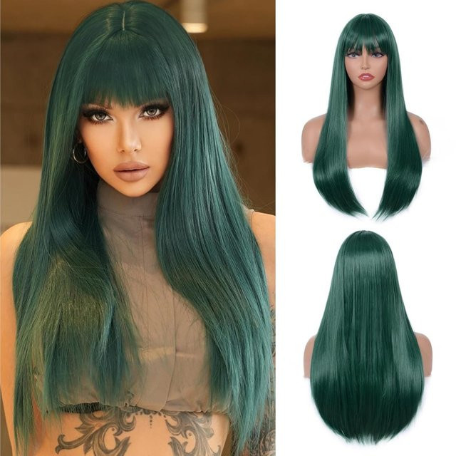 Suri Hair Perücke mit Pony, grün, lang, gerade, Damen - Bild 1