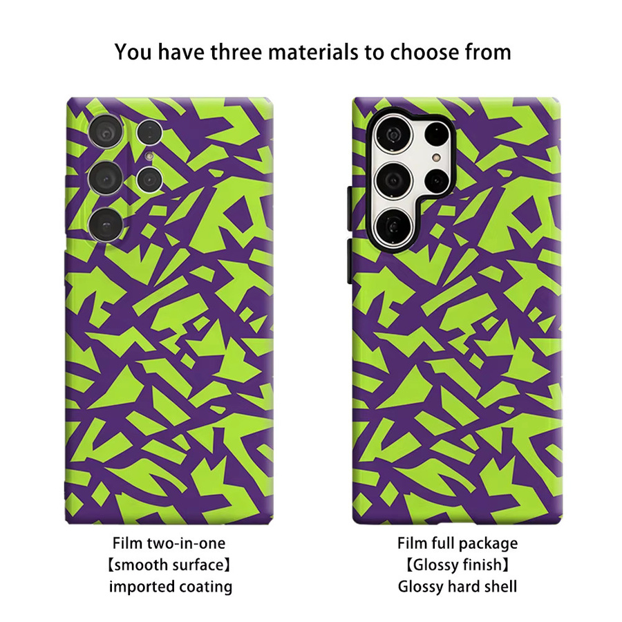 Stoßfeste Doppelschicht Handyhülle mit Neon Geometrischem Tarnmuster für Samsung Galaxy S26 S25 Ultra S24 S23 Ultra Plus in Multicolour - Bild 2
