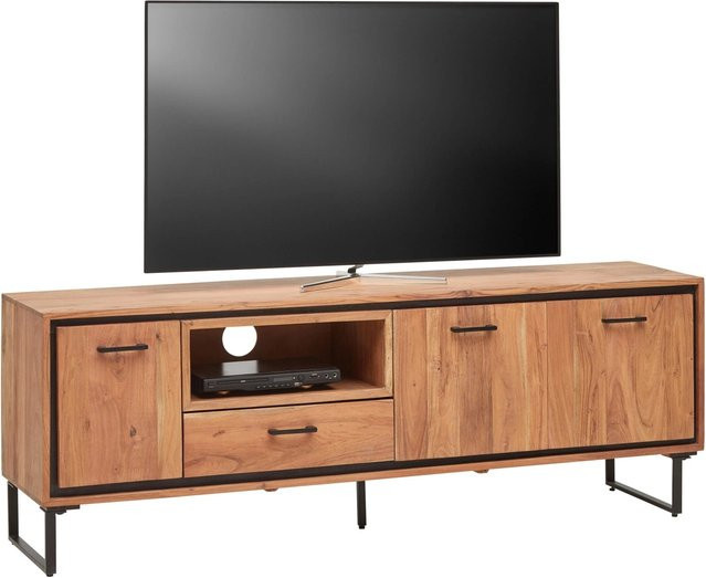 Mömax TV-Element Shiva im Industrial Design aus Holz und Metall, Schwarz/Akaziefarben, B/T/H: 177 x 40 x 60 cm - Bild 1