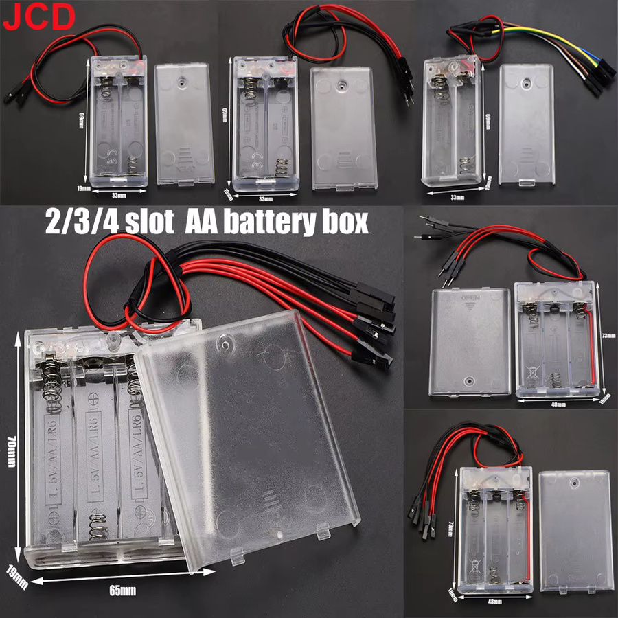 JCD AA Batteriehalter Aufbewahrungsbox mit Abdeckung und EIN/AUS-Schalter, transparent, mit USB-Anschluss und DC5.5*2.5mm Barrel Plug - Bild 4