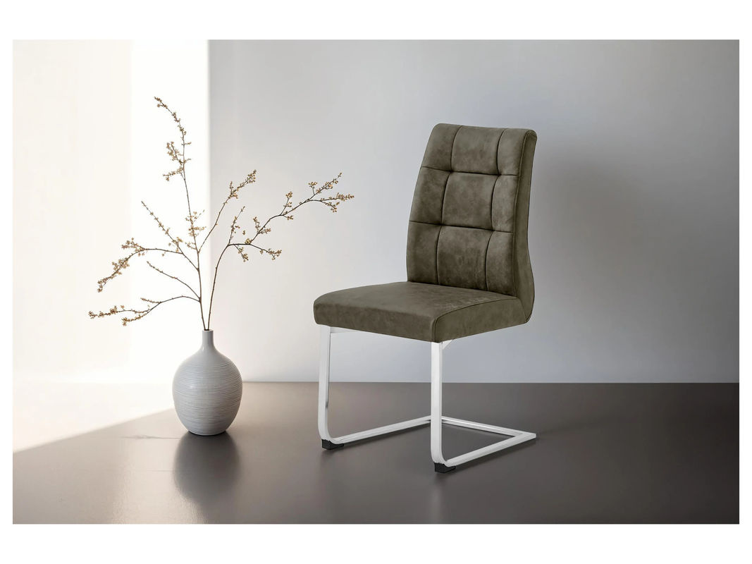 2er-Set Schwingstühle byLIVING MARLEN-XXL im Vintage-Design aus Stoff und Metall in Dunkelbraun, Anthrazit und Silber, B/H/T: 72 x 96 x 80 cm - Bild 3