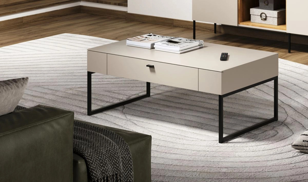 Couchtisch Jardins in Sand und Schwarz, rechteckig, B: 110 cm, T: 68 cm, H: 45 cm - Bild 4