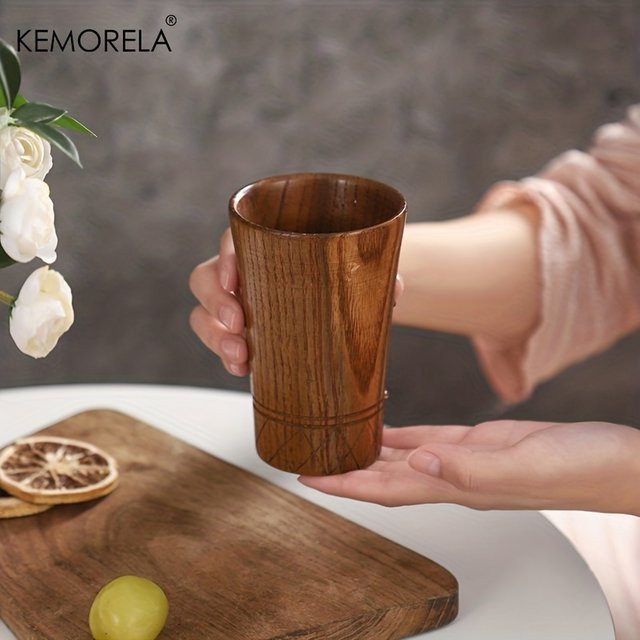 Handgefertigte Teetasse aus natürlichem Holz im japanischen Stil von KEMORELA, Braun - Bild 1