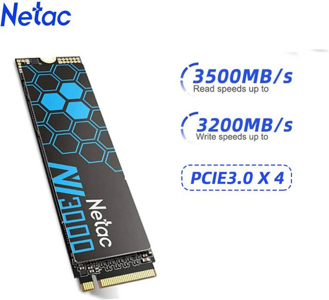 Netac NVMe M.2 2280 SSD PCIe 3.0 x4 Interne Festplatte in Schwarz - Bild 1