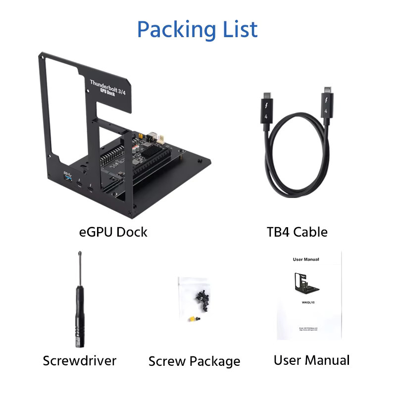 wikingoo GPU-Docking-Station mit 85 W PD-Laden und Thunderbolt-Kompatibilität für Laptop und Notebook, 40 Gbit/s, Schwarz - Bild 4