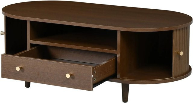 okwish Couchtisch aus MDF mit Schublade in Walnussfarbe, B/T/H: 100 x 50 x 36 cm - Bild 1