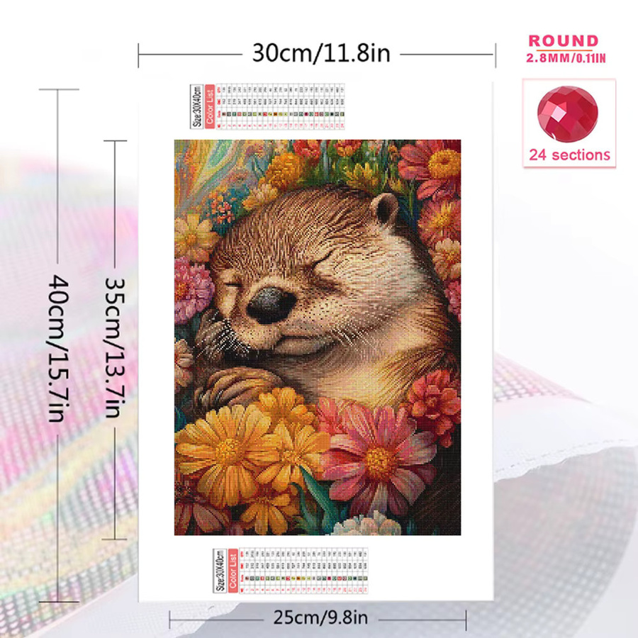 EverShine 5D Diamantmalerei Otter mit Gänseblümchen DIY Mosaik Stickerei in Multicolour, B/B/H: 30,0 x 30,0 x 2,0 cm - Bild 2