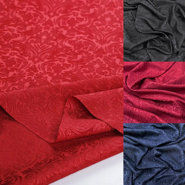 Texmark Jacquard-Brokatstoff in Rot mit 3D-Struktur für Kostüme, Polsterungen und DIY-Projekte - Bild 1