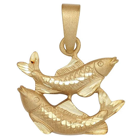 Colfem Anhänger Sternzeichen Fische, 925 Sterling Silber, gold vergoldet, matt, Unisex - Bild 1