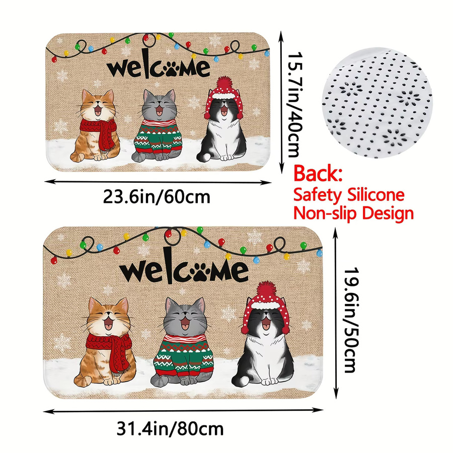 VIKAMA Weihnachtsteppich als weiche Plüsch-Türmatte, rutschfest und saugfähig, mehrfarbig, B/T: 80 x 50 cm - Bild 4
