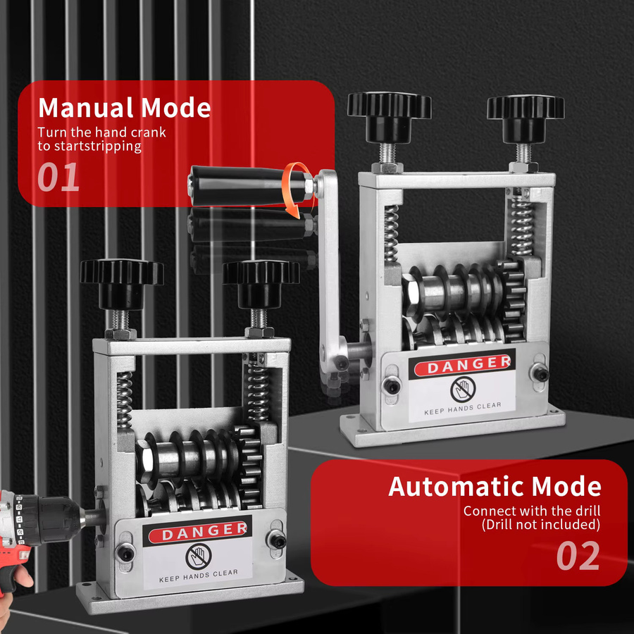 ELOOLE Drahtabisoliermaschine in Silber mit 6 Kanälen, tragbarer Dual-Modus Kabelabisolierer für Kupferkabel von 3-17mm, kompatibel mit Elektrobohrern - Bild 5