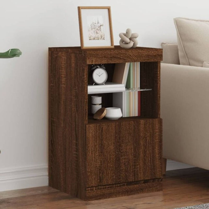 Modernes Sideboard mit LED-Leuchten von vidaxl in Braun Eichen-Optik, B/T/H: 41 x 37 x 67 cm - Bild 1