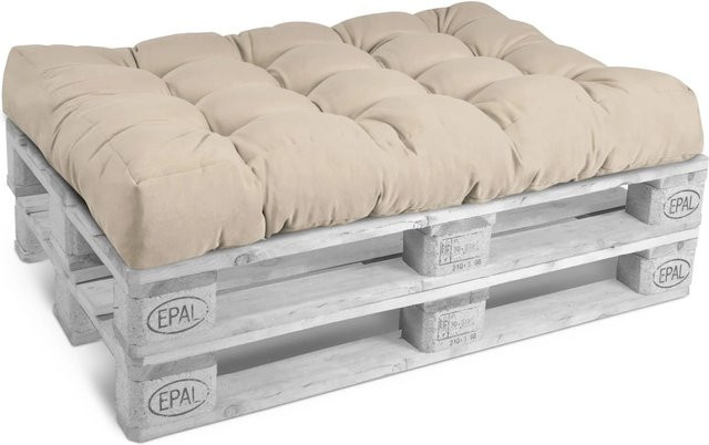 Beautissu ECO Style Palettenkissen Sitz in Beige, B/T/H: 120 x 80 x 15 cm - Bild 1