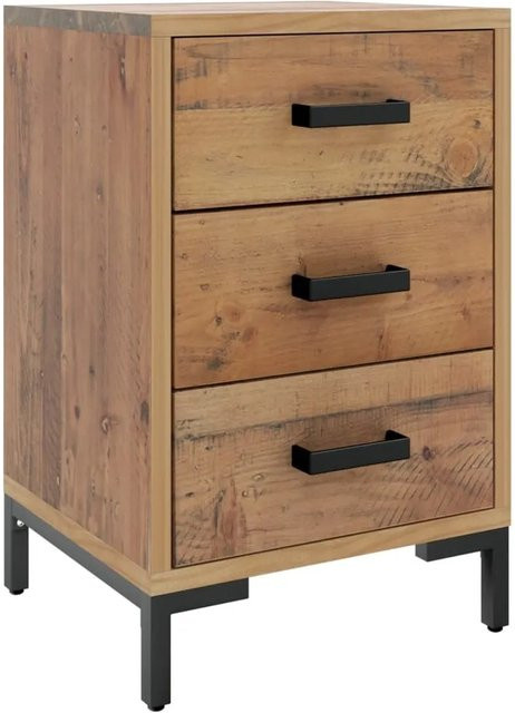 vidaXL Nachttisch aus Kiefernholz und Metall in Braun im Industrial Design B/T/H: 40 x 30 x 54 cm - Bild 1