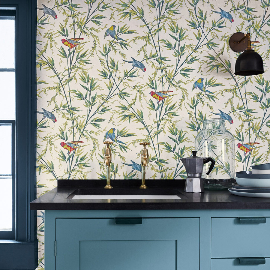Little Greene Tapete Great Ormond Street Tropical in Multicolour mit floralem und tierischem Vintage-Design - Bild 2