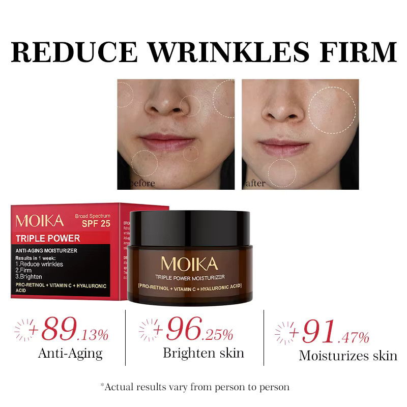 MOIKA Triple Power Feuchtigkeitscreme mit Retinol, Vitamin C und Hyaluronsäure, Fettige Haut - Bild 2