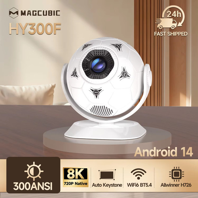 Magcubic HY300F Mini LED Projektor mit Android 14, 8K Unterstützung, WiFi 6 und Bluetooth 5.4, Farbe: Weiß - Bild 1