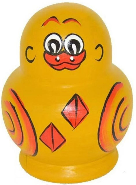 Binchi Matroschka Stapelbare Ente, Holz, 10-teiliges Set, Gelb, Weiß - Bild 1